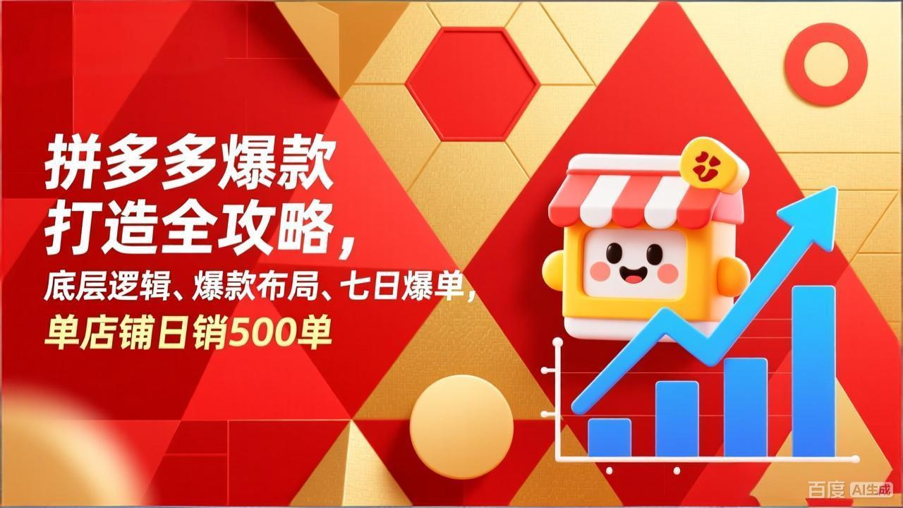 （17346期）拼多多爆款打造全攻略，底层逻辑、爆款布局、七日爆单，单店铺日销500单_生财有道创业项目网-生财有道