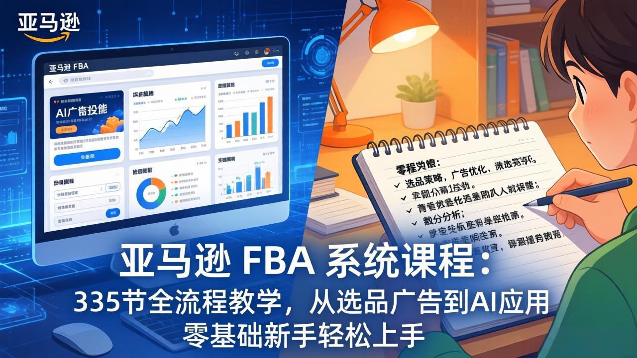 (17744期)亚马逊 FBA 系统课程(更新26年3月)335节全流程教学,从选品广告到AI应用,零基础新手轻松上手_生财有道创业项目网-生财有道