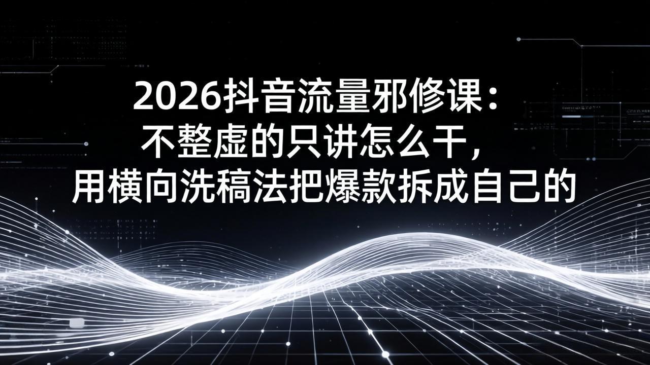 (17725期)2026抖音流量邪修课:不整虚的只讲怎么干,用横向洗稿法把爆款拆成自己的_生财有道创业项目网-生财有道