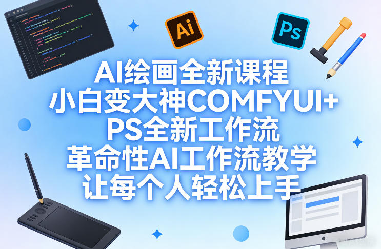 AI绘画全新课程，小白变大神COMFYUI+PS全新工作流，革命性AI工作流教学，让每个人轻松上手——生财有道创业项目网-生财有道