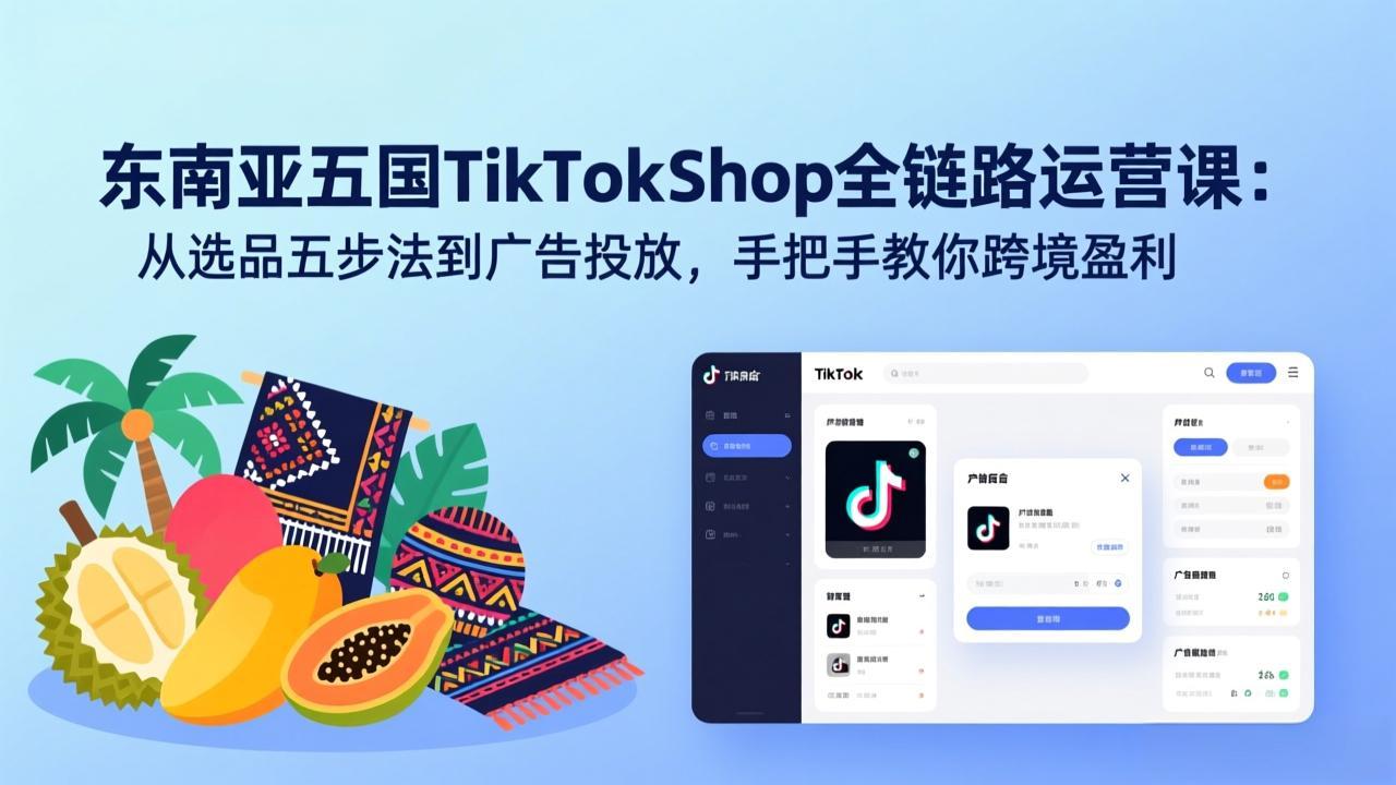 （17511期）东南亚五国TikTok Shop全链路运营课：从选品五步法到广告投放，手把手教你跨境盈利_生财有道创业项目网-生财有道