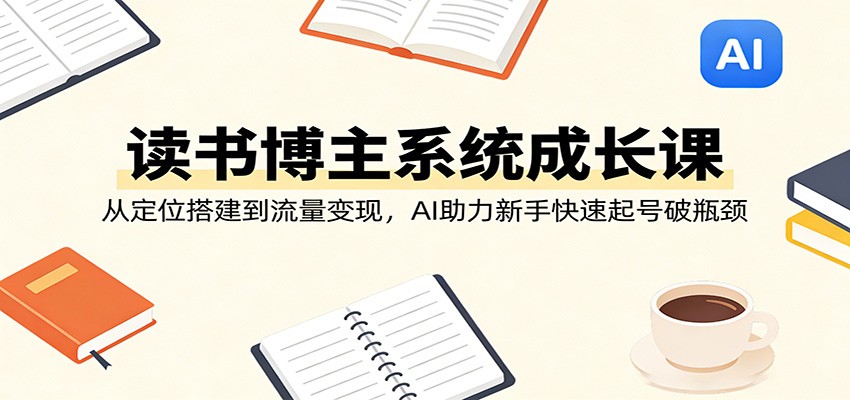 读书博主系统成长课：从定位搭建到流量变现，AI助力新手快速起号破瓶颈_生财有道创业网-生财有道