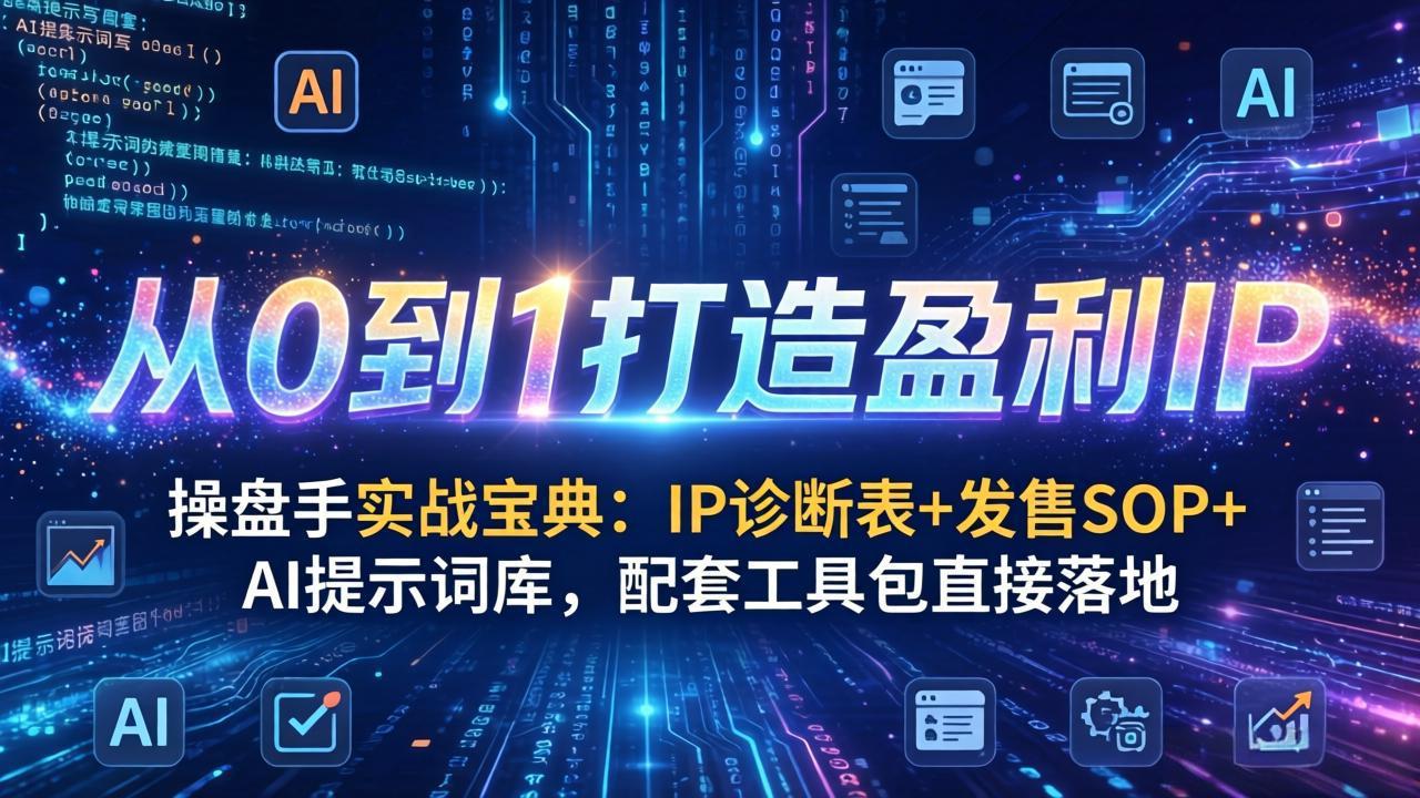 （17593期）操盘手实战宝典：IP诊断表+发售SOP+AI提示词库，配套工具包直接落地，从0到1打造盈利IP_生财有道创业项目网-生财有道