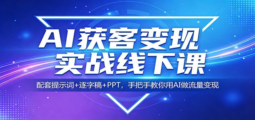 AI获客变现实战线下课：配套提示词+逐字稿+PPT，手把手教你用AI做流量变现_生财有道创业网-生财有道