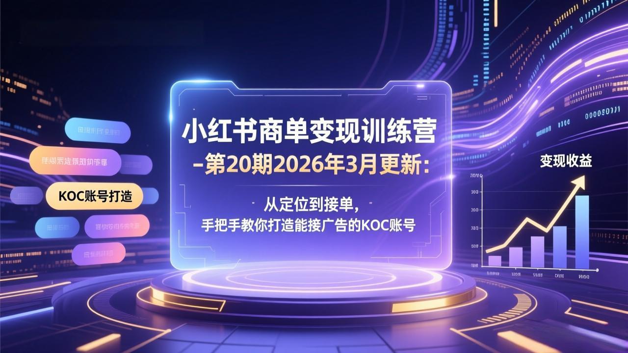 （17590期）小红书商单变现训练营-第20期26年3月更新：从定位到接单，手把手教你打造能接广告的KOC账号_生财有道创业项目网-生财有道