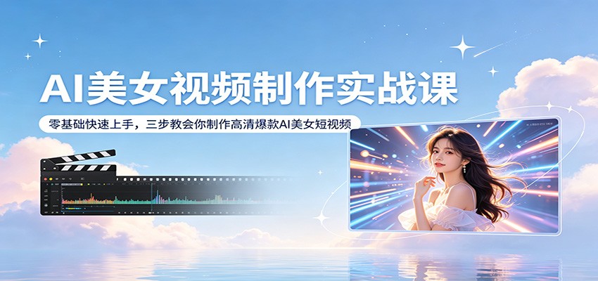 AI美女视频制作实战课：零基础快速上手，三步教会你制作高清爆款AI美女短视频_生财有道创业网-生财有道