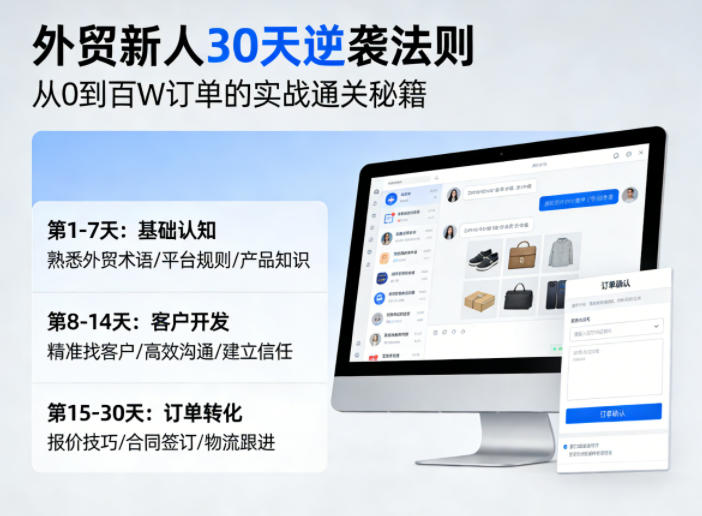 外贸新人30天逆袭法则,教你从0到百W订单的实战通关秘籍——生财有道创业项目网-生财有道