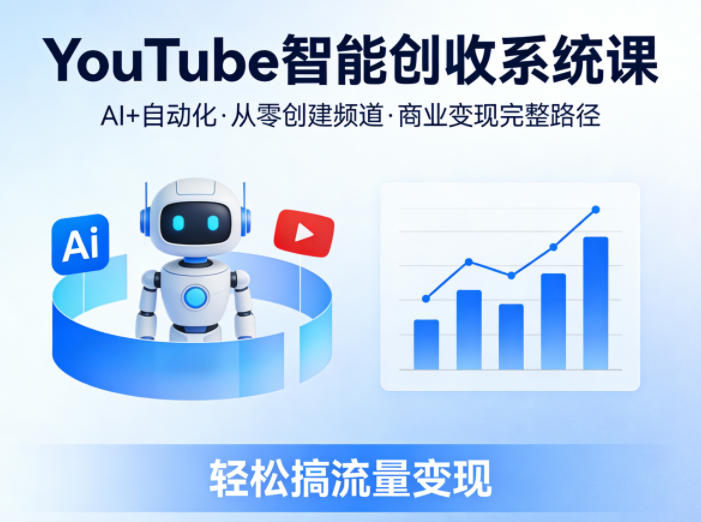 YouTube智能创收系统课，AI+自动化，从零创建YouTube频道并实现商业变现的完整路径，轻松搞流量变现——生财有道创业项目网-生财有道