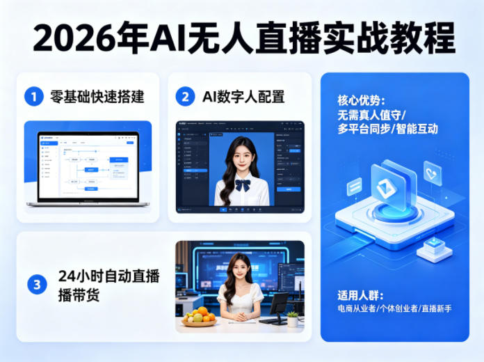 2026年AI无人直播实战教程，零基础也能快速搭建AI数字人无人直播间，实现24小时自动直播带货——生财有道创业项目网-生财有道
