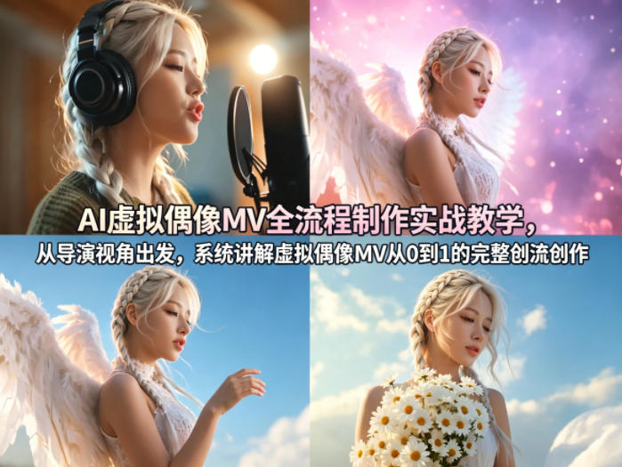 AI虚拟偶像MV全流程制作实战教学，从导演视角出发，系统讲解虚拟偶像MV从0到1的完整创作流程——生财有道创业项目网-生财有道