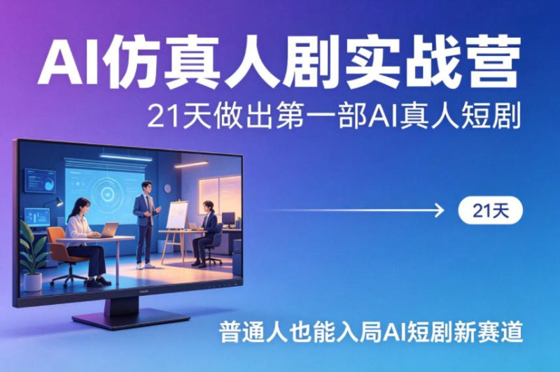 AI仿真人剧实战营，21天做出第一部AI真人短剧，普通人也能入局AI短剧新赛道——生财有道创业项目网-生财有道