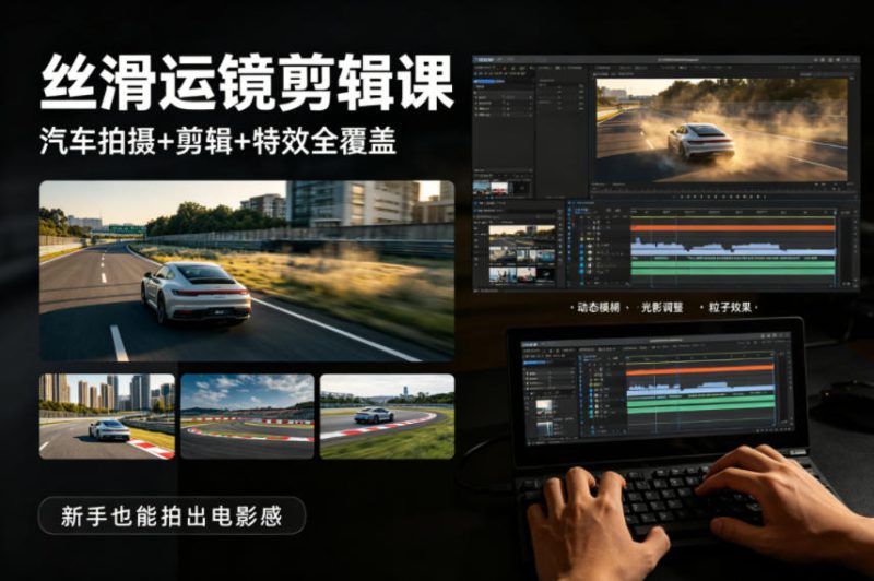 大叔丝滑运镜剪辑课，汽车拍摄+剪辑+特效全覆盖，新手也能拍出电影感——生财有道创业项目网-生财有道