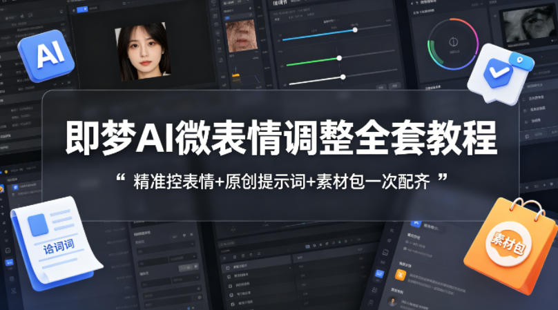 即梦AI微表情调整全套教程,精准控表情+原创提示词+素材包一次配齐——生财有道创业项目网-生财有道