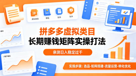 做拼多多虚拟类目想长期賺钱?这套矩阵实操打法,亲测日入稳定过千【揭秘】——生财有道创业项目网-生财有道