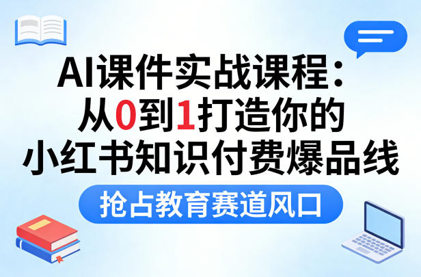 AI课件实战课程，从0到1打造你的小红书知识付费爆品线，抢占教育赛道风口——生财有道创业项目网-生财有道