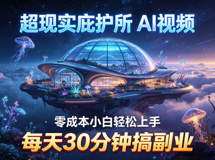 超现实庇护所AI视频项目拆解，零成本小白轻松上手，每天30分钟搞副业——生财有道创业项目网-生财有道