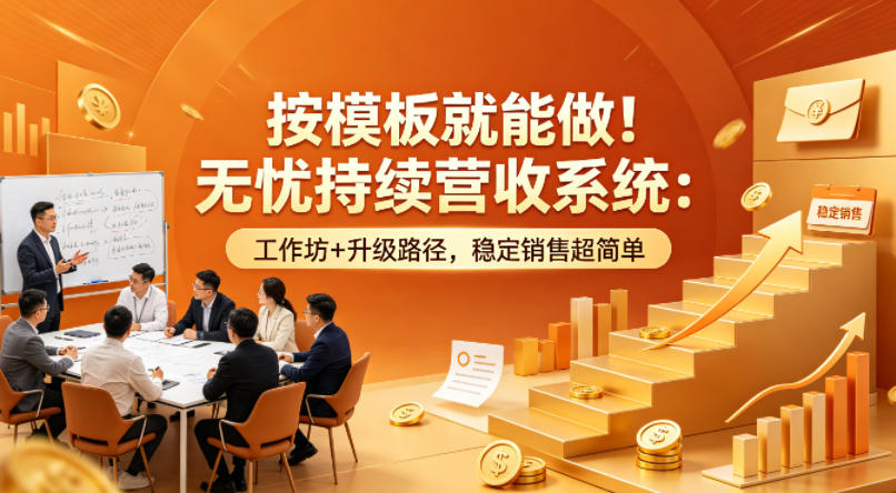 按模板就能做！无忧持续营收系统：工作坊+升级路径，稳定销售超简单【原创双语字幕】——生财有道创业项目网-生财有道