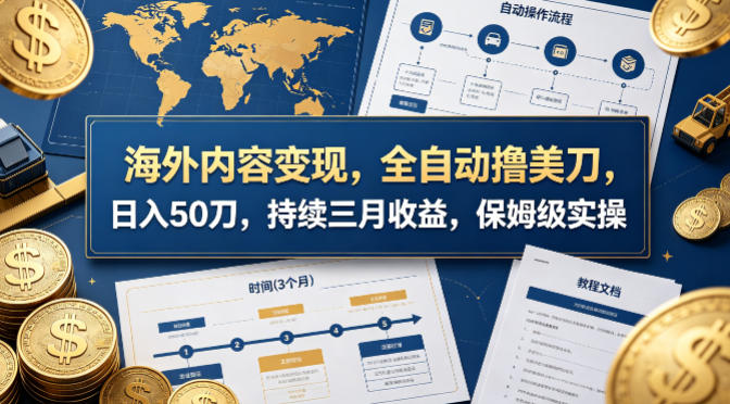 海外内容变现，全自动撸美刀，日入50刀，持续三月收益，保姆级实操【揭秘】——生财有道创业项目网-生财有道