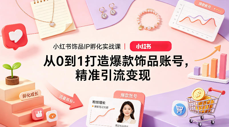 小红书饰品IP孵化实战课｜从0到1打造爆款饰品账号，精准引流变现——生财有道创业项目网-生财有道