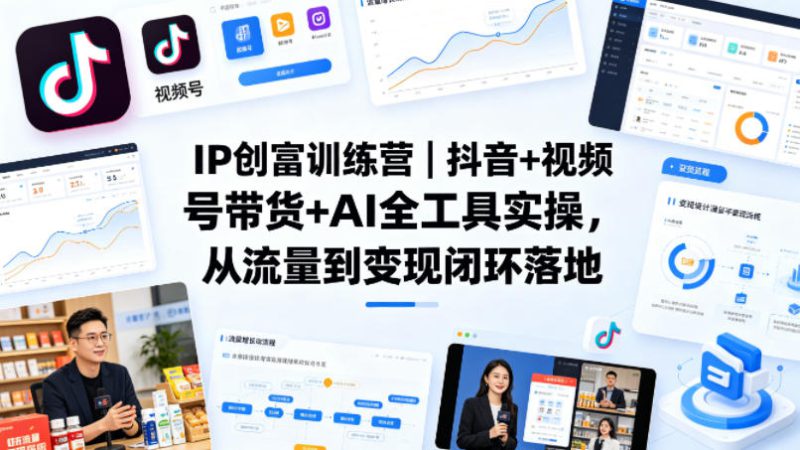 IP创富训练营｜抖音+视频号带货+AI全工具实操，从流量到变现闭环落地——生财有道创业项目网-生财有道