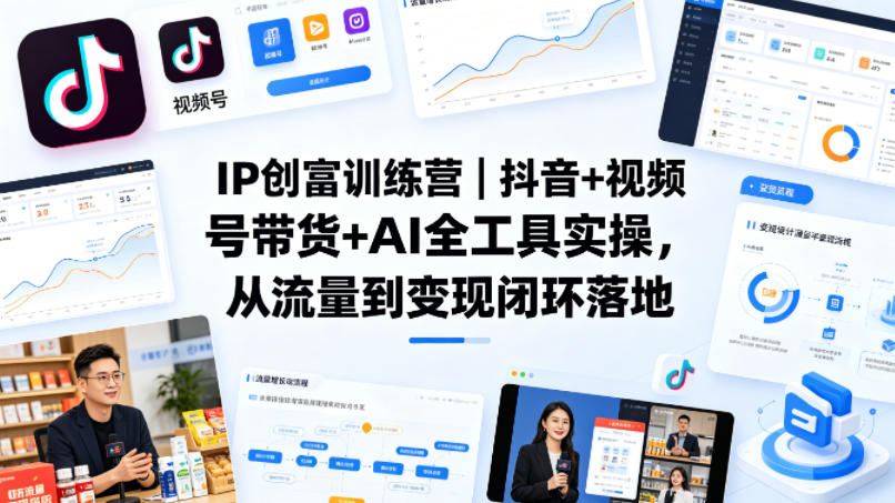IP创富训练营｜抖音+视频号带货+AI全工具实操，从流量到变现闭环落地——生财有道创业项目网-生财有道
