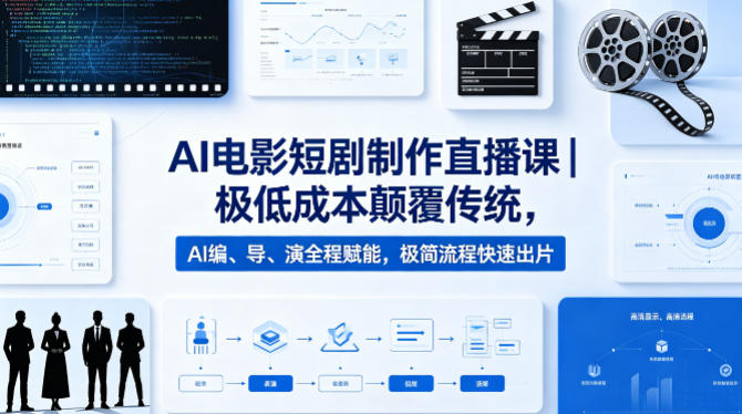 AI电影短剧制作直播课｜极低成本颠覆传统，AI编、导、演全程赋能，极简流程快速出片——生财有道创业项目网-生财有道