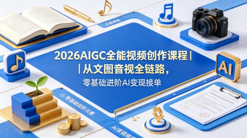 2026AIGC全能视频创作课程｜从文图音视全链路，零基础进阶AI变现接单——生财有道创业项目网-生财有道