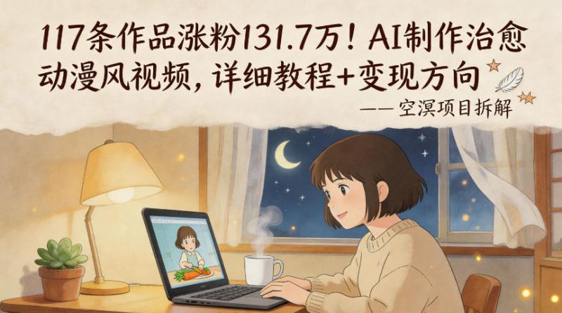 117条作品涨粉131.7W！AI制作治愈动漫风视频，详细教程+变现方向——生财有道创业项目网-生财有道