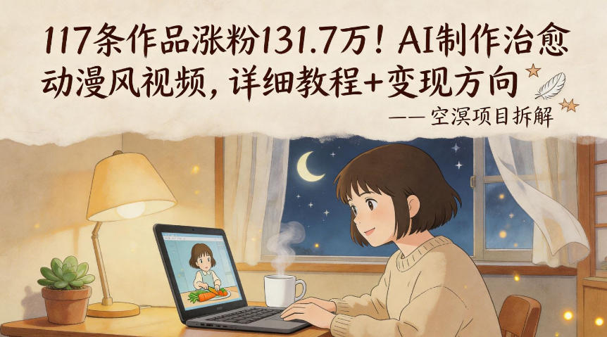 117条作品涨粉131.7W！AI制作治愈动漫风视频，详细教程+变现方向——生财有道创业项目网-生财有道