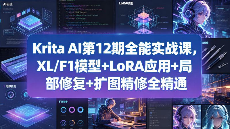 Krita AI第12期全能实战课，XL/F1模型+LoRA应用+局部修复+扩图精修全精通——生财有道创业项目网-生财有道