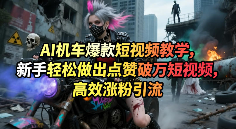 AI机车爆款短视频教学，新手轻松做出点赞破万短视频，高效涨粉引流——生财有道创业项目网-生财有道