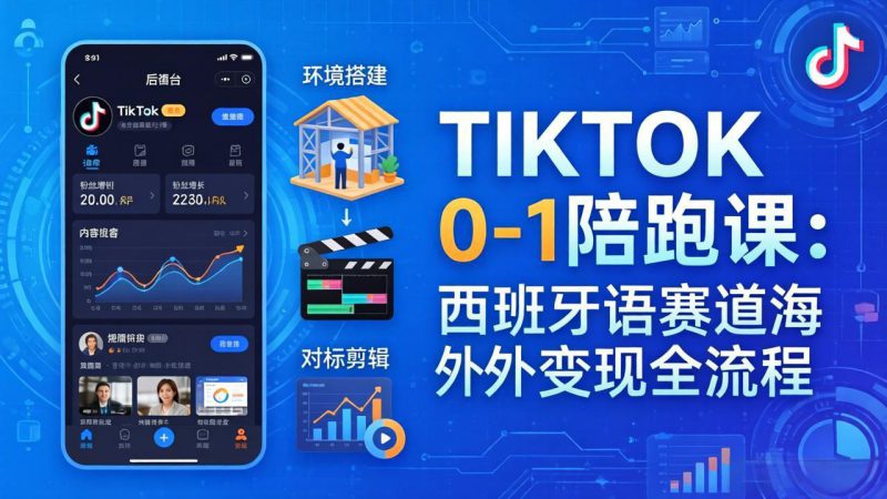 (17908期)TIKTOK 0-1 陪跑课:从环境搭建到刷对标剪辑,西班牙语赛道海外变现全流程_生财有道创业项目网-生财有道