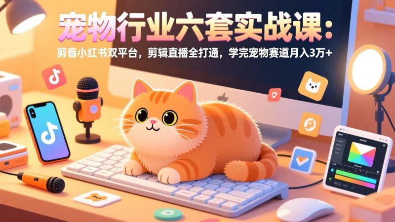 （17410期）宠物行业六套实战课：抖音小红书双平台，剪辑直播全打通，学完宠物赛道月入3万+_生财有道创业项目网-生财有道