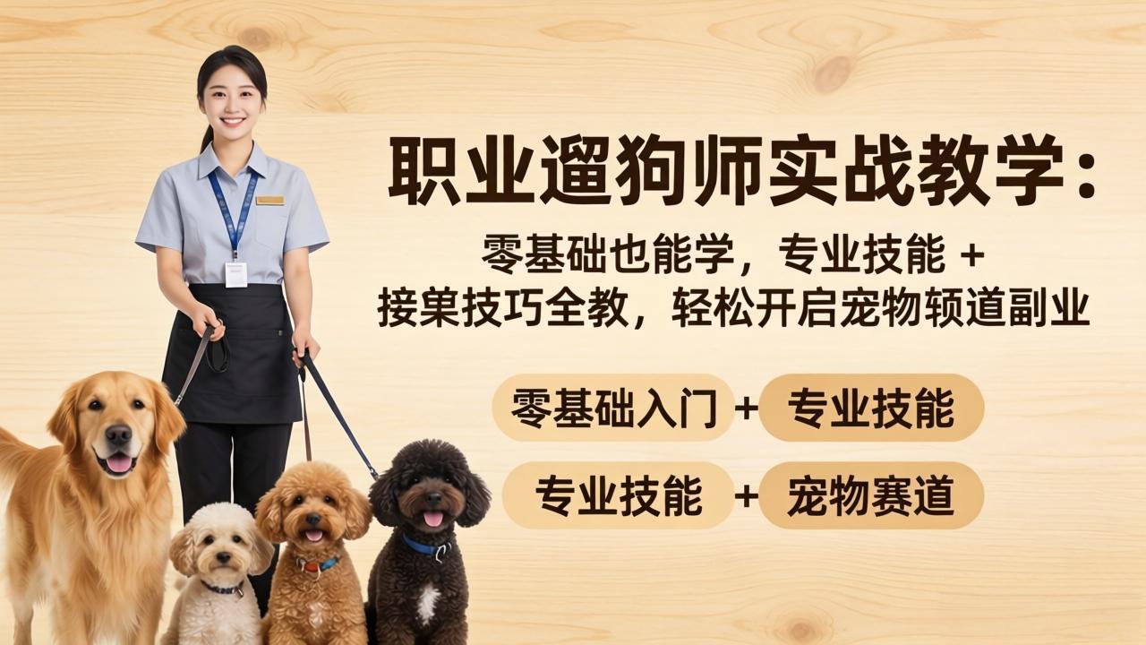 （18115期）职业遛狗师实战教学：零基础也能学，专业技能 + 接单技巧全教，轻松开启宠物赛道副业_生财有道创业项目网-生财有道