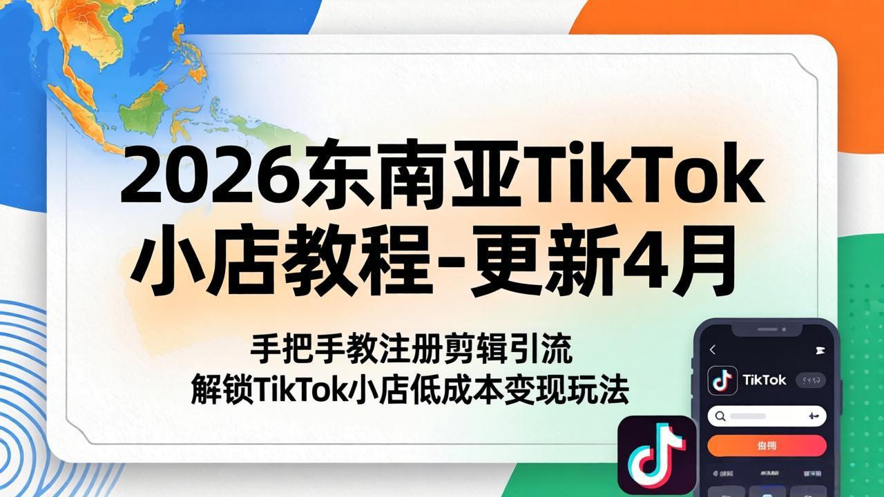 （18180期）2026东南亚TikTok小店教程-更新4月，手把手教注册剪辑引流，解锁TikTok小店低成本变现玩法_生财有道创业项目网-生财有道