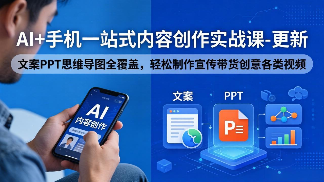 （18204期）AI+手机一站式内容创作实战课-更新，文案PPT思维导图全覆盖，轻松制作宣传带货创意各类视频_生财有道创业项目网-生财有道