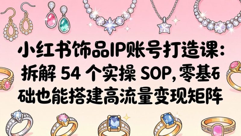 （18101期）小红书饰品IP账号打造课：拆解 54 个实操 SOP，零基础也能搭建高流量变现矩阵_生财有道创业项目网-生财有道