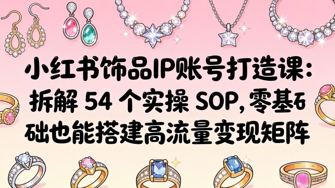 （18101期）小红书饰品IP账号打造课：拆解 54 个实操 SOP，零基础也能搭建高流量变现矩阵_生财有道创业项目网-生财有道