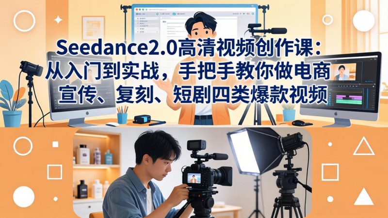 (18019期)Seedance2.0高清视频创作课:从入门到实战,手把手教你做电商、宣传、复刻、短剧四类爆款视频_生财有道创业项目网-生财有道