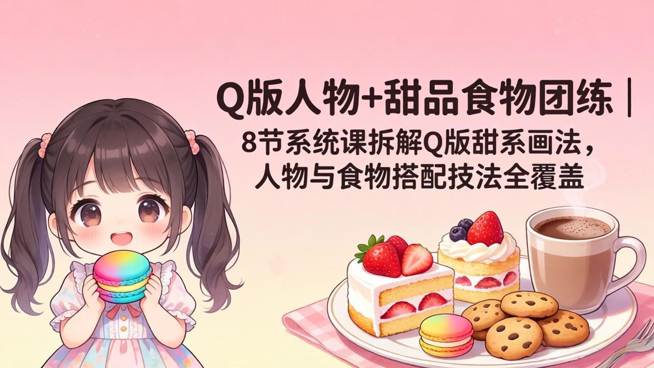 图片[1]-（18037期）Q版人物+甜品食物团练｜8节系统课拆解Q版甜系画法，人物与食物搭配技法全覆盖_生财有道创业项目网-生财有道