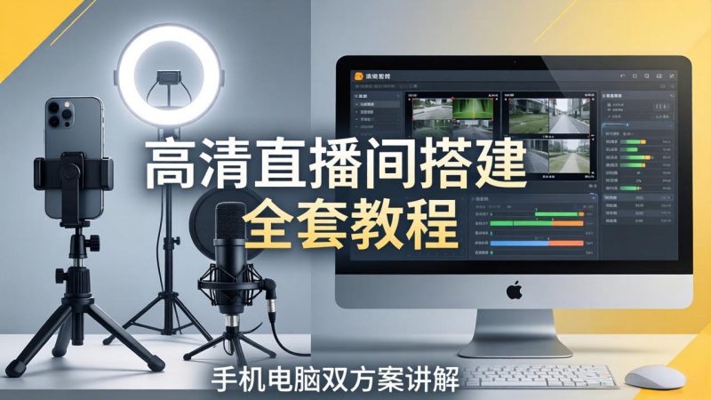 （18104期）高清直播间搭建全套教程，手机电脑双方案讲解，设备选型调试多机位实操教学_生财有道创业项目网-生财有道