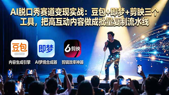 （17990期）AI脱口秀赛道变现实战：豆包+即梦+剪映三个工具，把高互动内容做成批量复制流水线_生财有道创业项目网-生财有道