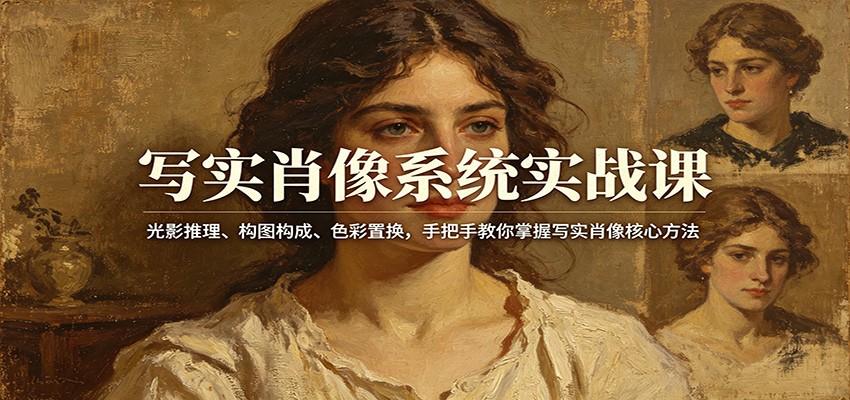 写实肖像系统实战课：光影推理、构图构成、色彩置换，手把手教你掌握写实肖像核心方法_生财有道创业网-生财有道
