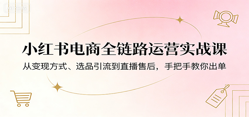 小红书电商全链路运营实战课:从变现方式、选品引流到直播售后,手把手教你出单_生财有道创业网-生财有道
