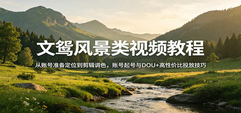 文鸳风景类视频教程：从账号准备定位到剪辑调色，账号起号与DOU+高性价比投放技巧_生财有道创业网-生财有道