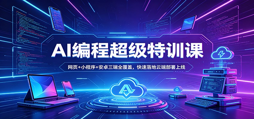AI编程超级特训课：网页+小程序+安卓三端全覆盖，快速落地云端部署上线_生财有道创业网-生财有道