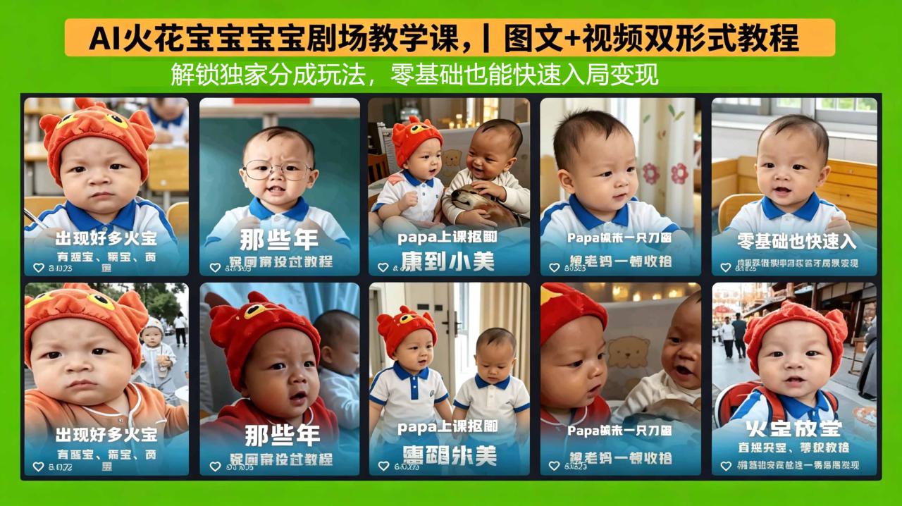 （18198期）AI火花宝宝宝宝剧场教学课，图文+视频双形式教程，解锁独家分成玩法，零基础也能快速入局变现_生财有道创业项目网-生财有道