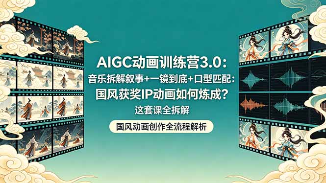 （18244期）AIGC动画训练营3.0：音乐拆解叙事+一镜到底+口型匹配：国风获奖IP动画如何炼成？这套课全拆解_生财有道创业项目网-生财有道