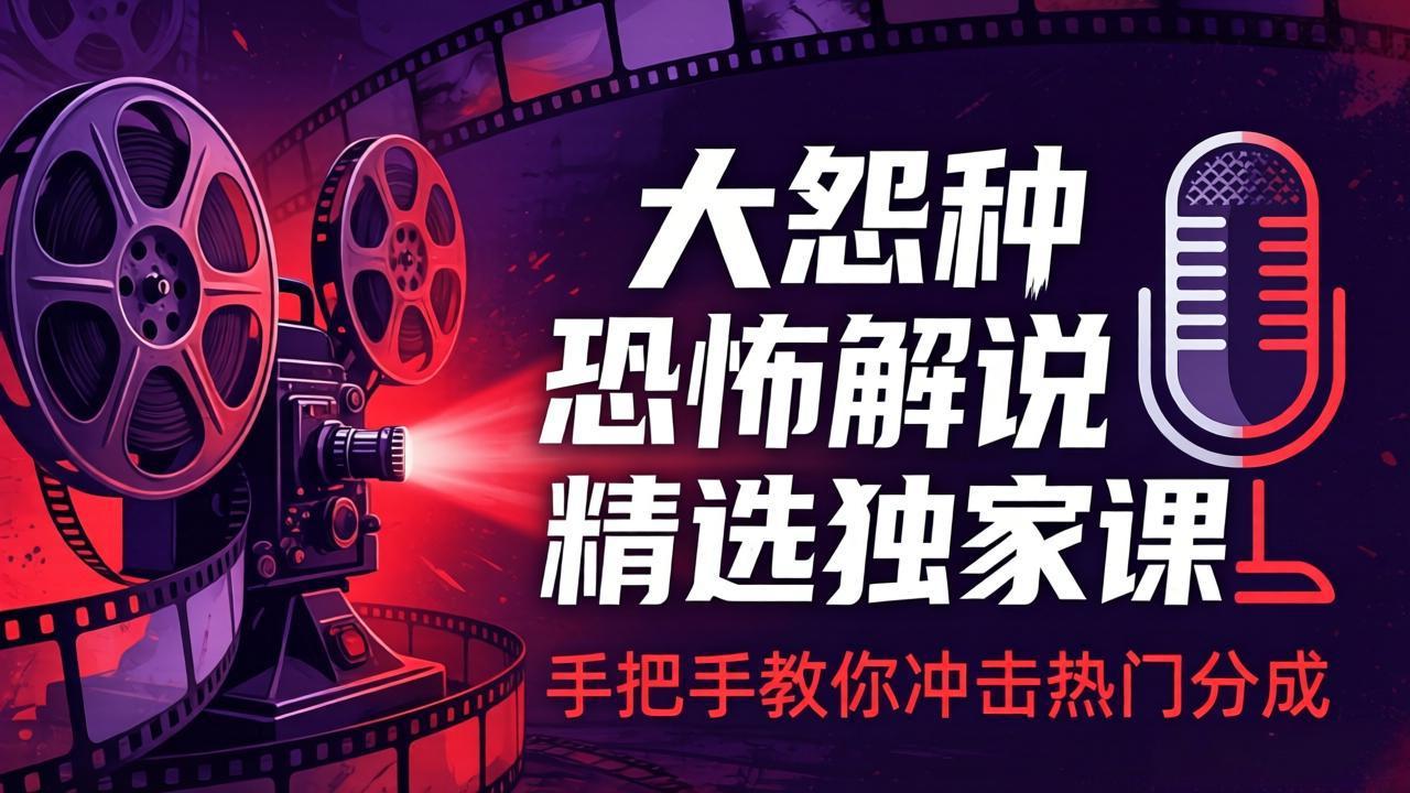 图片[1]-（17920期）大怨种恐怖解说精选独家课：电影下载+文案配音+片头封面，手把手教你冲击热门分成_生财有道创业项目网-生财有道
