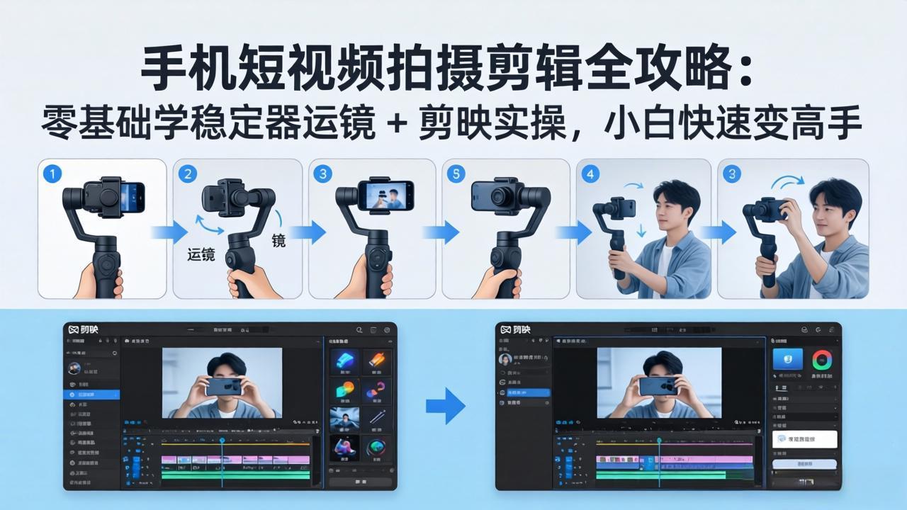 （18003期）手机短视频拍摄剪辑全攻略：零基础学稳定器运镜 + 剪映实操，小白快速变高手_生财有道创业项目网-生财有道